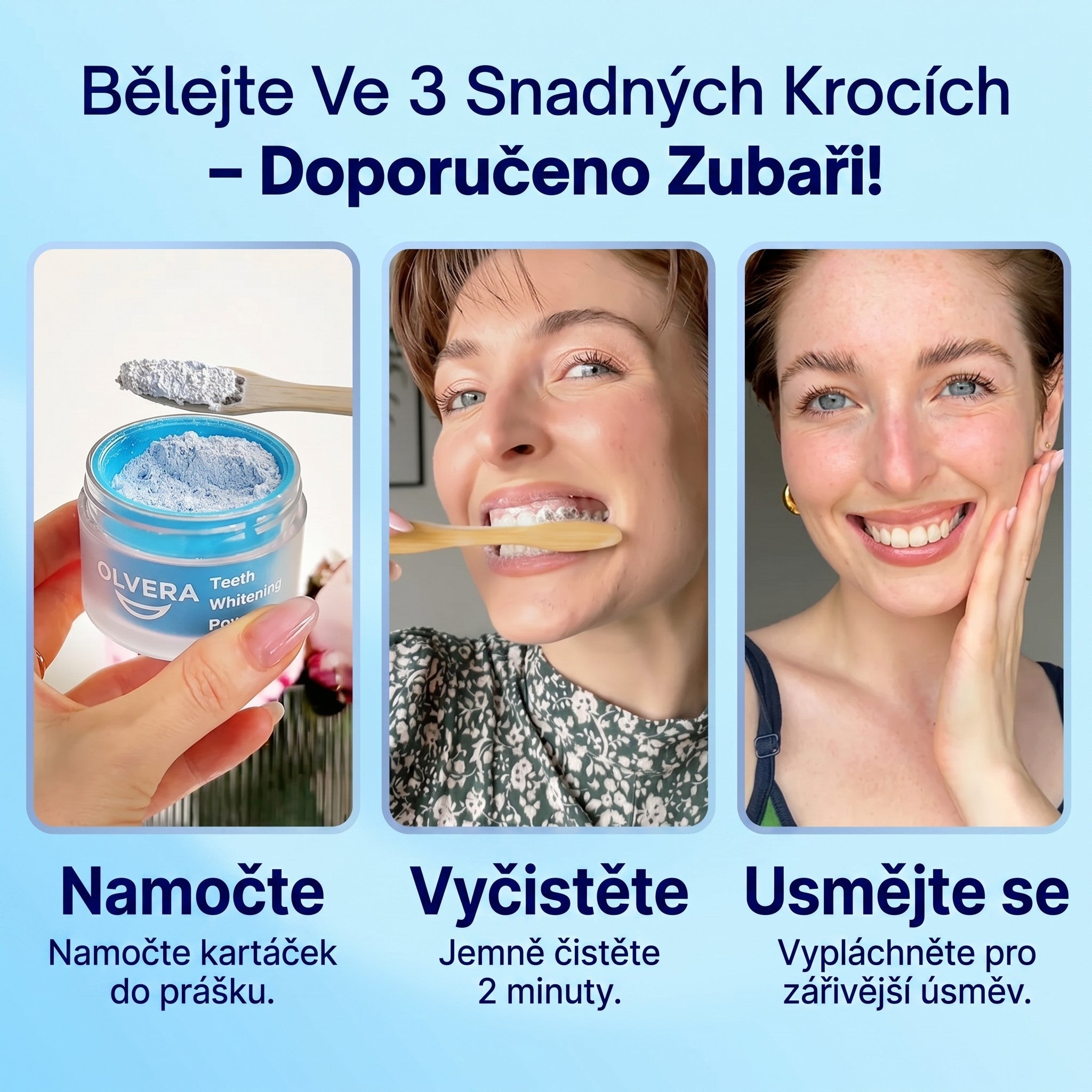 Prášek na bělení zubů schválený zubními lékaři