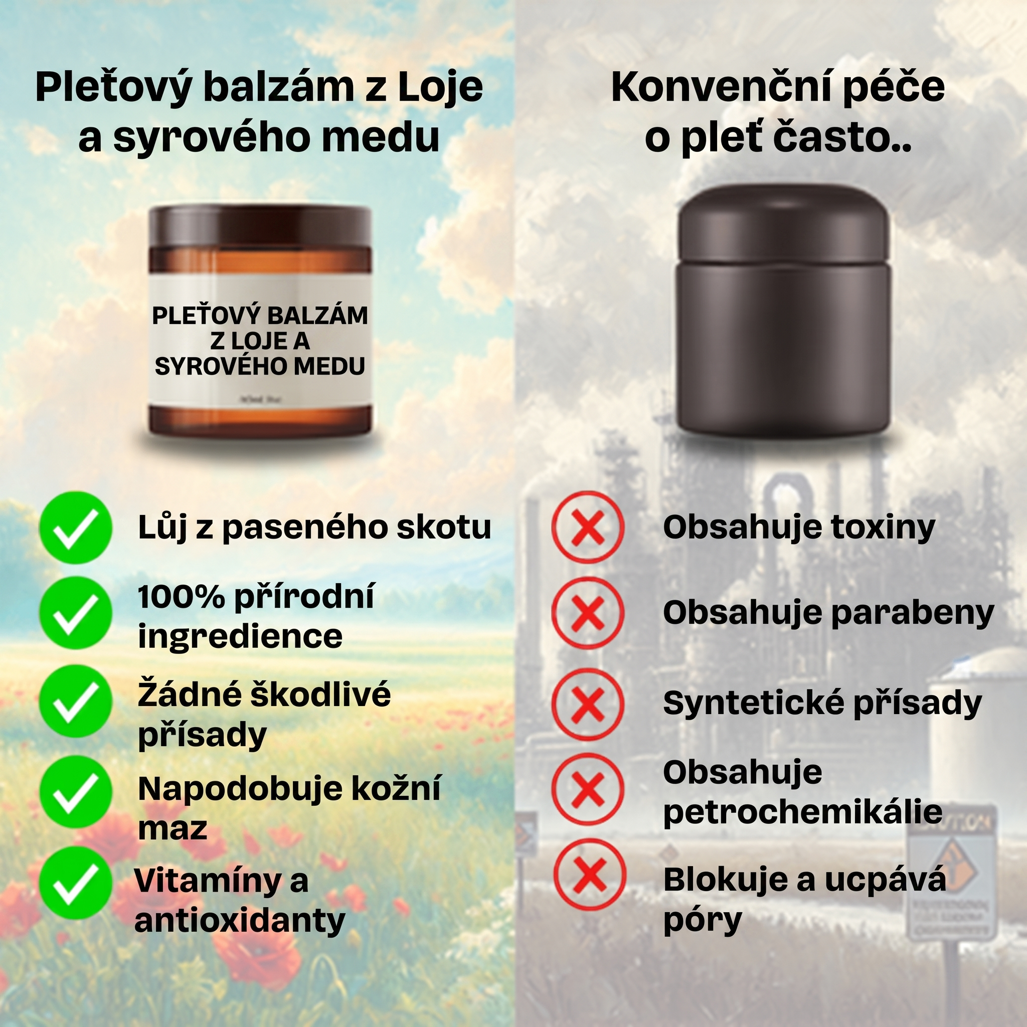 Pleťový balzám z loje a syrového medu